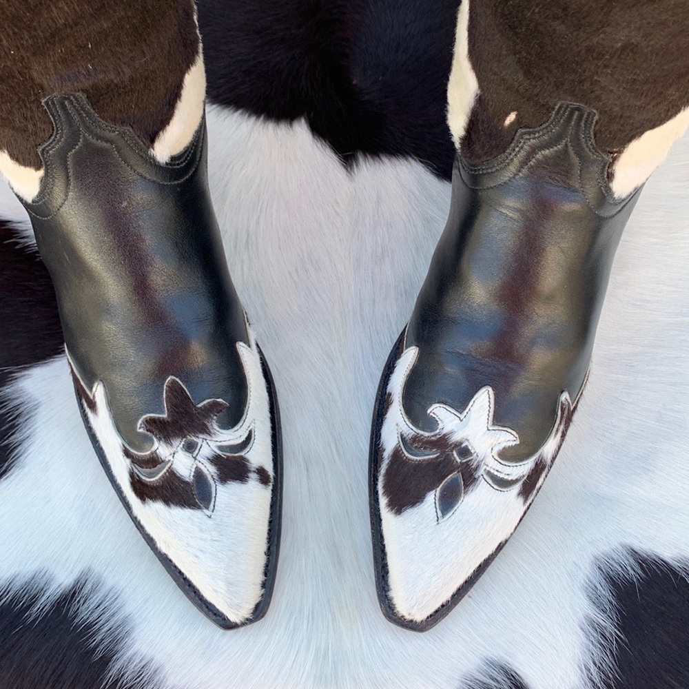 LUCCHESE Rare Cowhide Pony Calf Hair On Hide Cowgirl Cowboy Western Boots, 7 - Picture 4 of 12